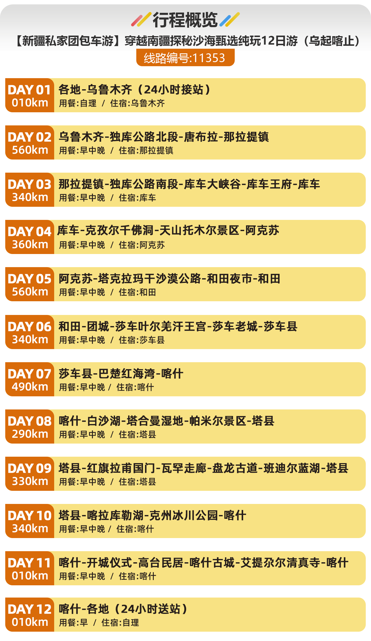 11353-穿越南疆探秘沙海甄选纯玩12日游（乌起喀止）