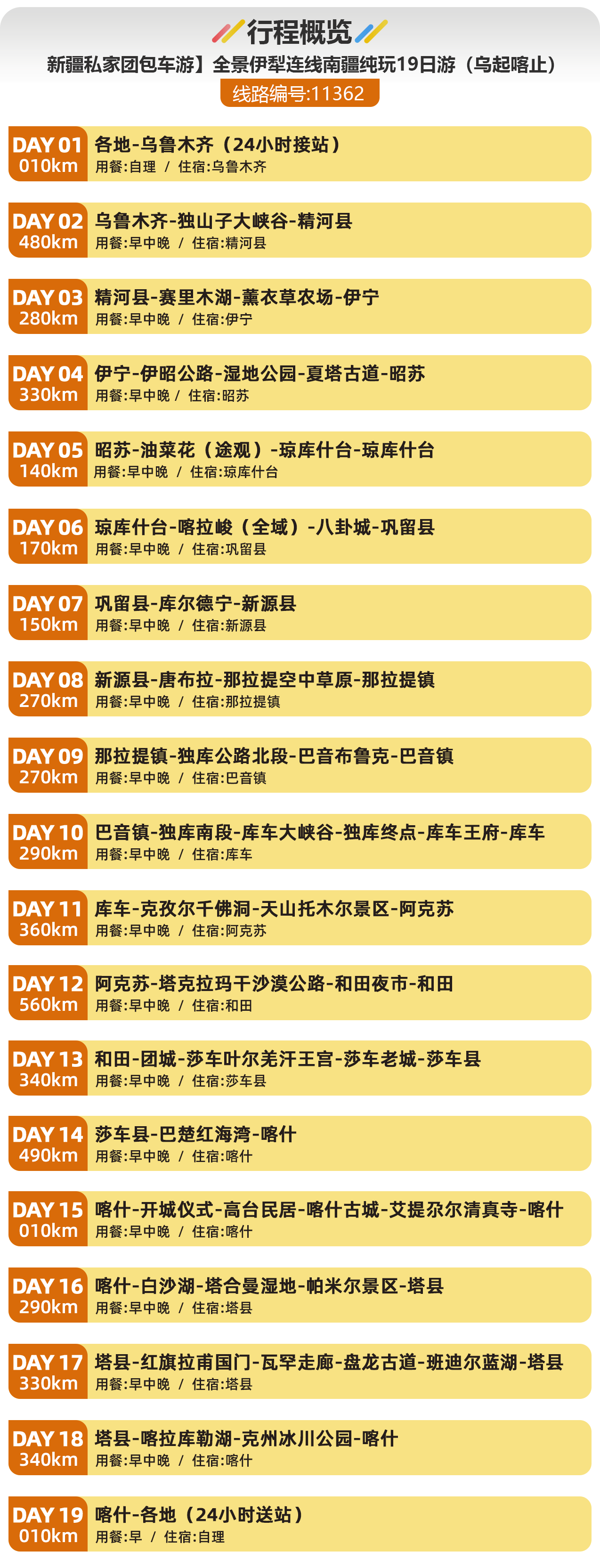 新疆私家团包车游】全景伊犁连线南疆纯玩19日游（乌起喀止）